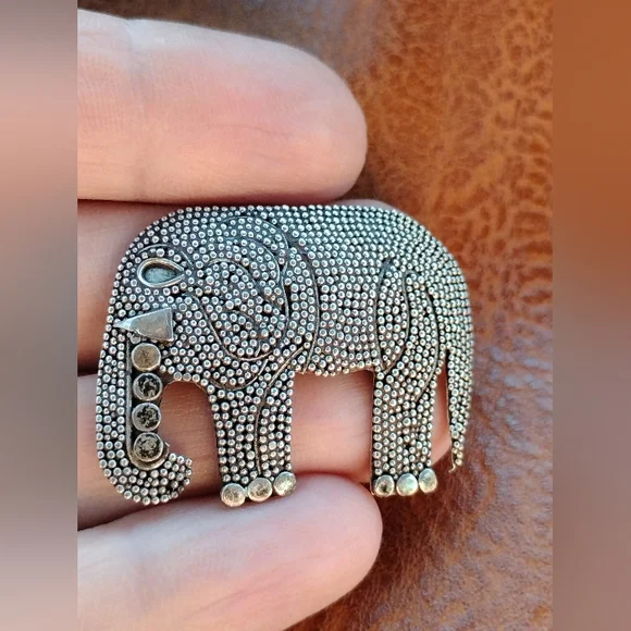 NAPIER Silver 925 Elephant Pin Brooch - Picture 7 of 8